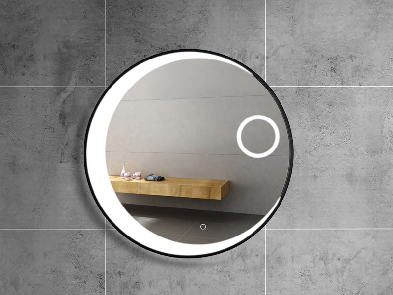 Matte Black Round Wall Mirror | Bathroom Accessories And Furniture With Matte Black Octagonal Wall Mirrors (View 7 of 15)
