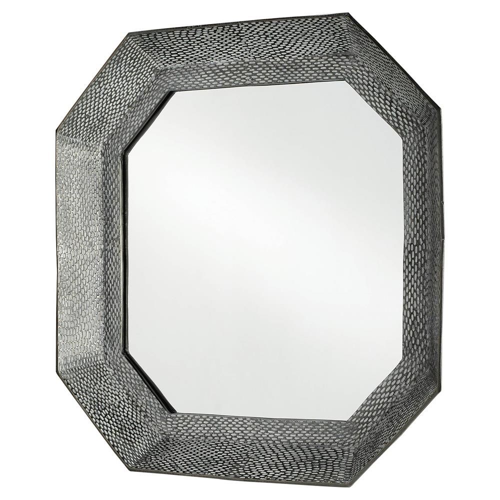 Matthew Industrial Loft Freeform Octagon Snakeskin Grey Metal Wall Mirror Pertaining To Octagon Wall Mirrors (View 9 of 15)
