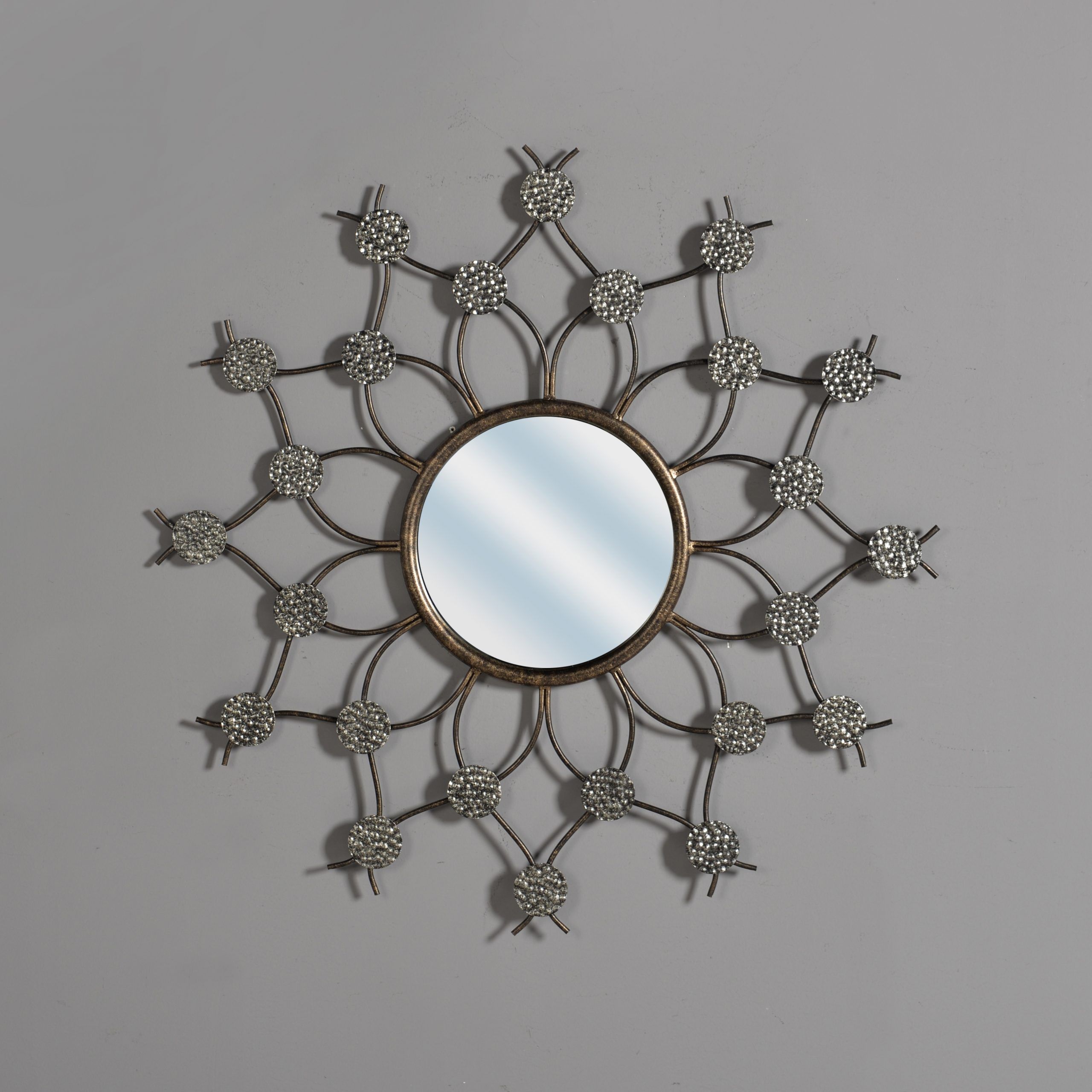 Mayco Antique Sunburst Metal Frame Decorative Wall Mirror With Brass Within Brass Sunburst Wall Mirrors (View 6 of 15)