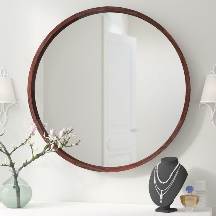 Mercury Row Loftis Round Wood Frame Wall Mirror & Reviews | Wayfair Regarding Round Modern Wall Mirrors (View 12 of 15)