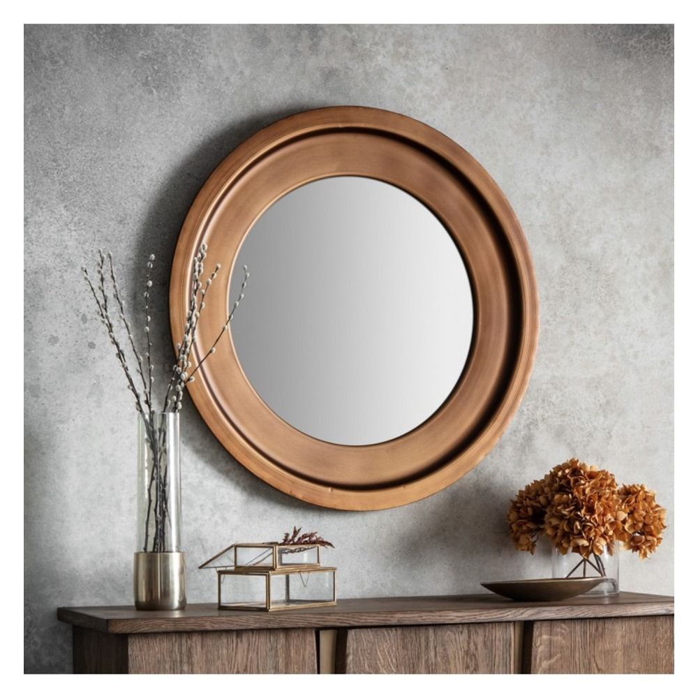 Metal Mirror: Moorley Round Wall Mirror | Select Mirrors For Round Stacked Wall Mirrors (View 4 of 15)