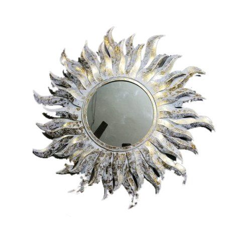 Metal Round White Golden Sun Mirror Wall Decor Artifact, For Decoration Inside Golden Voyage Round Wall Mirrors (View 6 of 15)