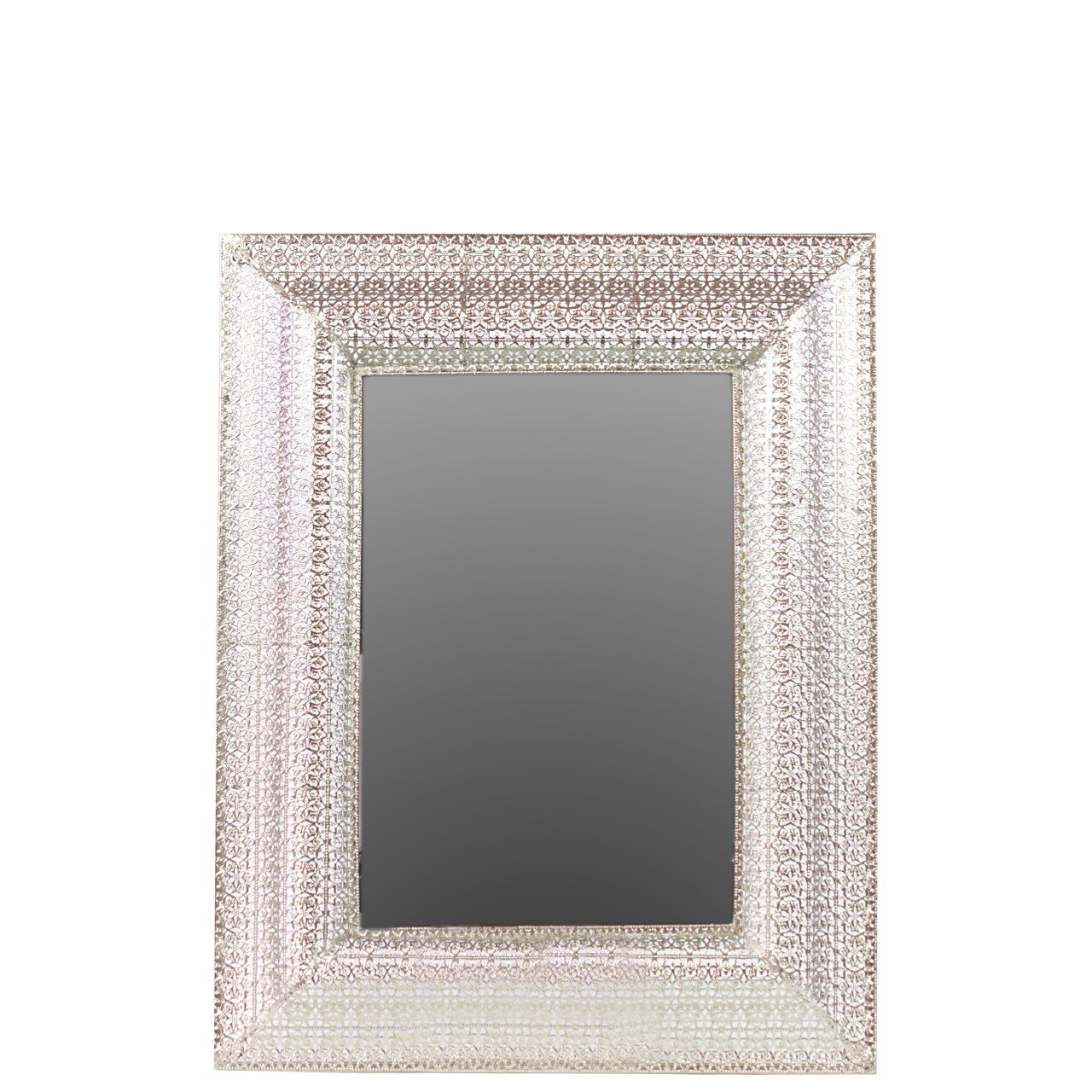 Metal Wall Mirror Pierced Polished Silver | Wayfair Inside Metallic Silver Wall Mirrors (View 6 of 15)