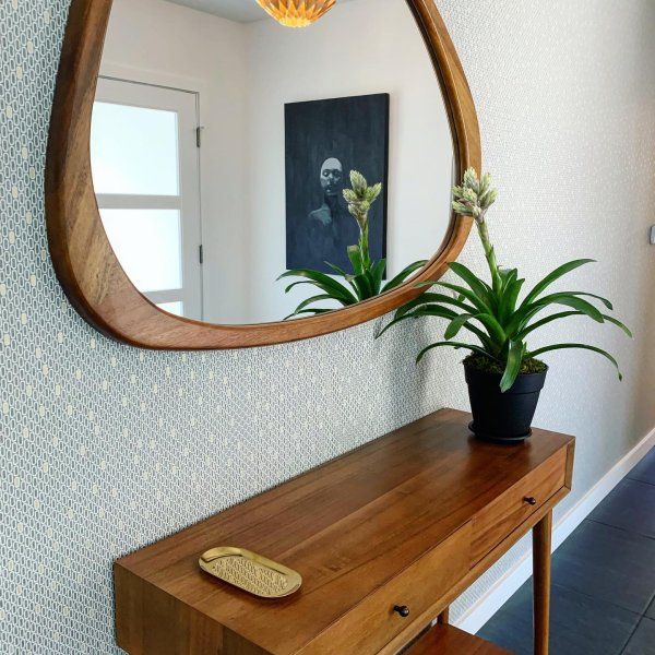 Mid Century Asymmetrical Acorn Wood Wall Mirror In 2020 | Mid Century With Dedrick Decorative Framed Modern And Contemporary Wall Mirrors (View 14 of 15)