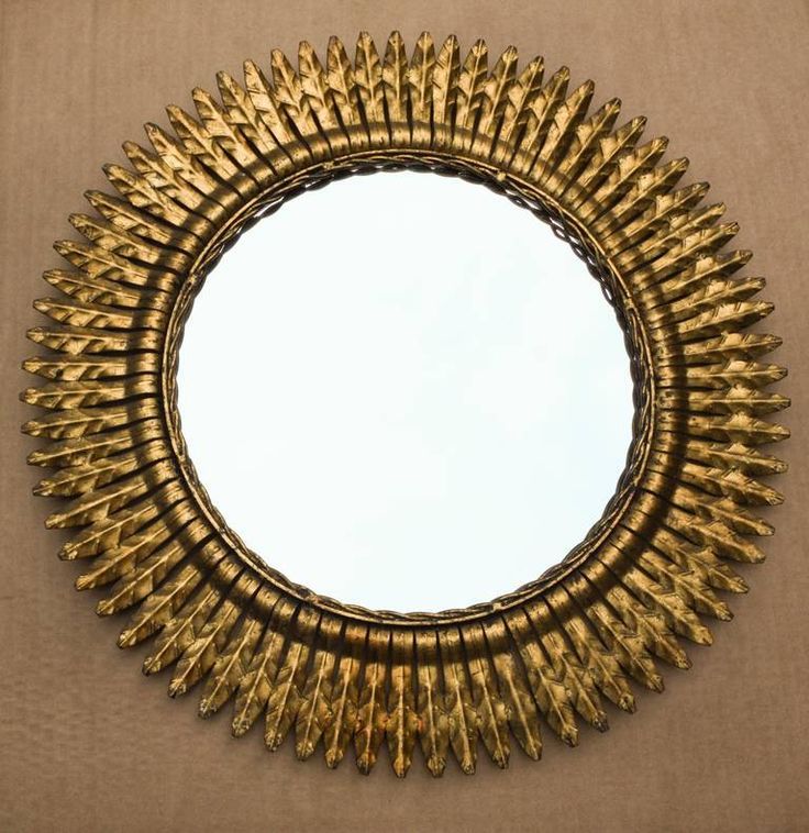 Mid Century Gold Leaf Sunburst Mirror Crafted In Spain During The 1950s In Carstens Sunburst Leaves Wall Mirrors (View 7 of 15)