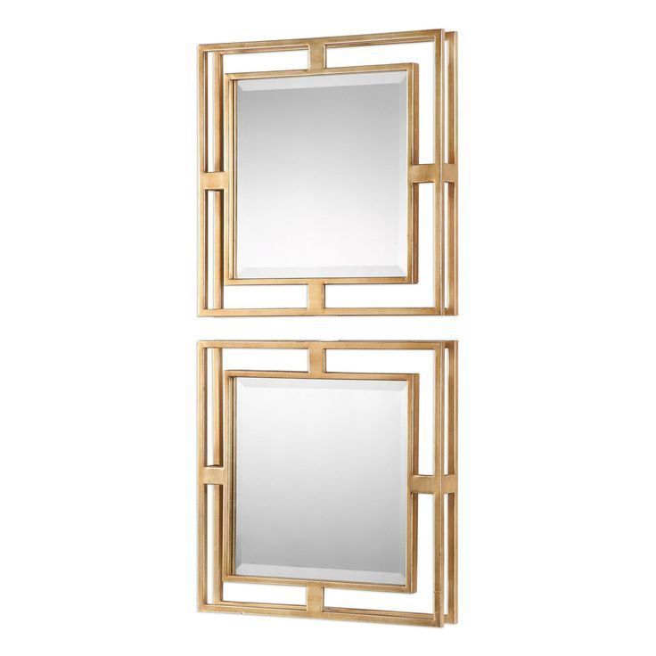 Mid Century Modern Mirror Square Set | Gold Open Group Retro Within Square Modern Wall Mirrors (View 9 of 15)