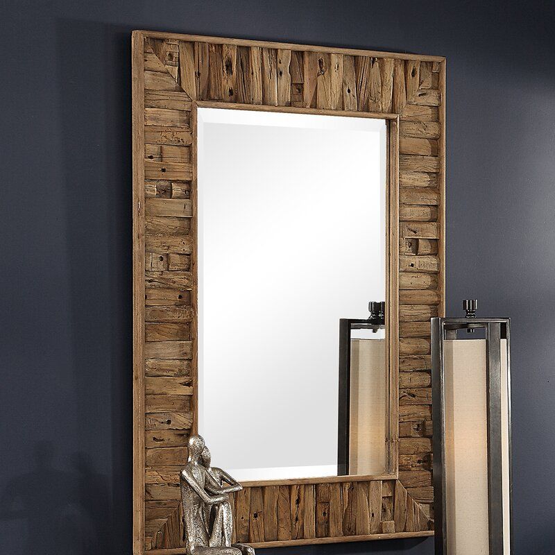Millwood Pines Oneybrook Reclaimed Wood Rustic Beveled Accent Mirror In Lajoie Rustic Accent Mirrors (View 10 of 15)