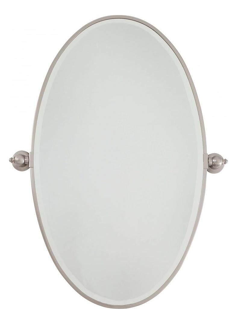 Minka Lavery Brushed Nickel Extra Large Oval Pivoting Bathroom Mirror Within Polished Nickel Oval Wall Mirrors (View 3 of 15)