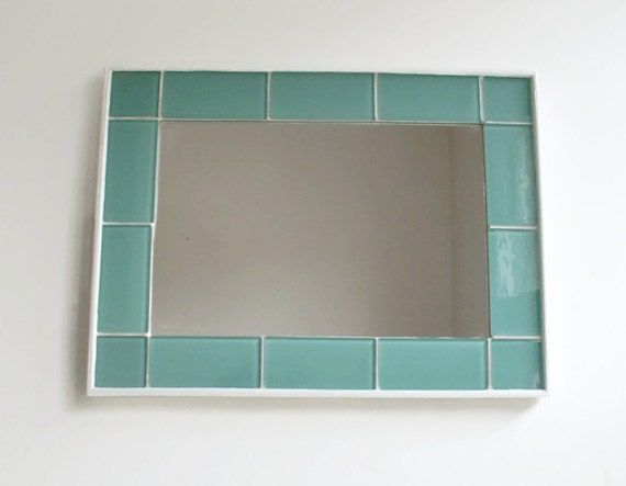 Mint Green Glass Mirror 16 X 12 Bathroom Mirror Pertaining To Blue Green Wall Mirrors (View 12 of 15)