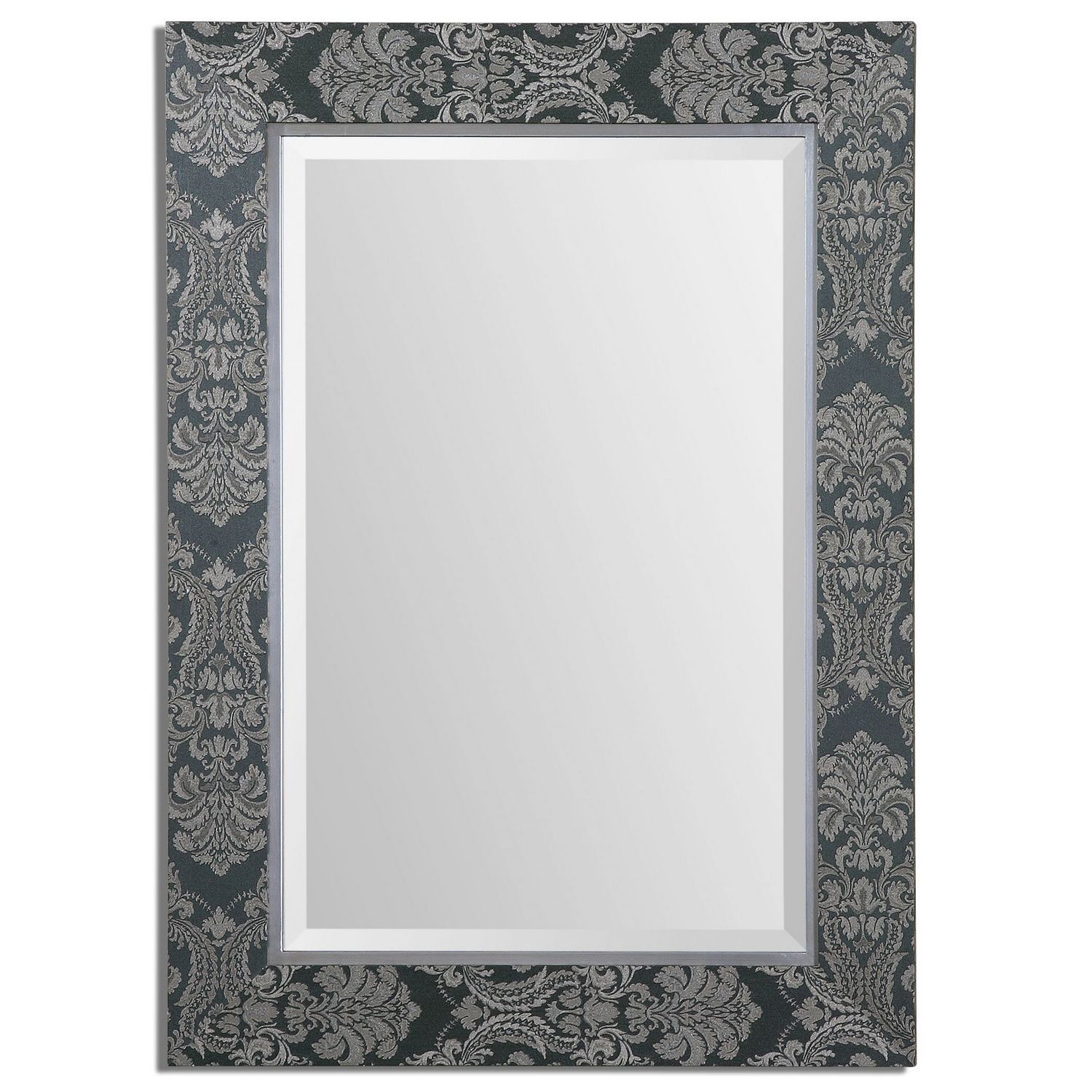 Mirror, Damask, Green, Blue, Silver, Traditional, Transitional | Modern Within Blue Green Wall Mirrors (View 6 of 15)