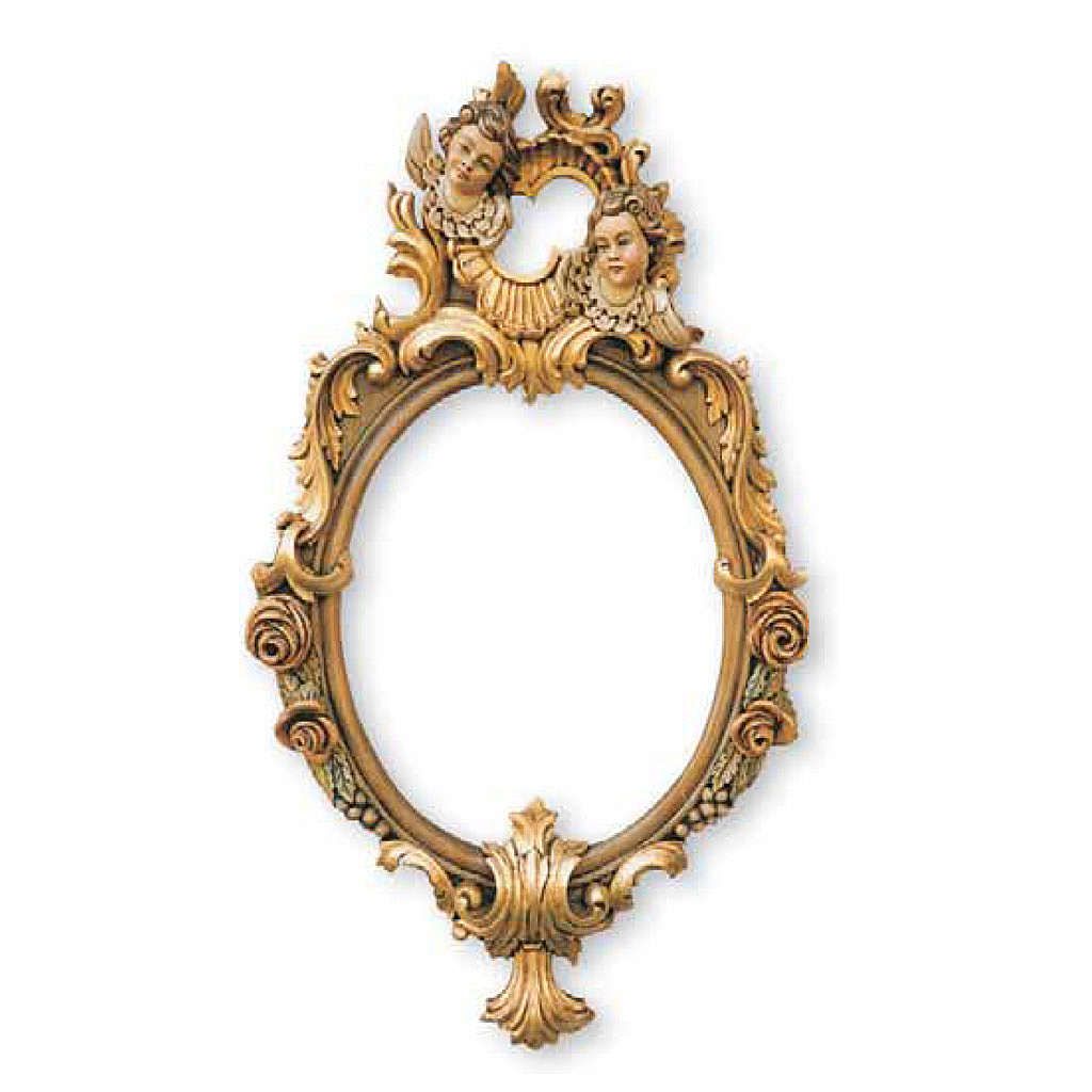 Mirror, Hand Carved With Gold Leaf And Angels, 80x47cm | Online Sales In Ring Shield Gold Leaf Wall Mirrors (View 5 of 15)