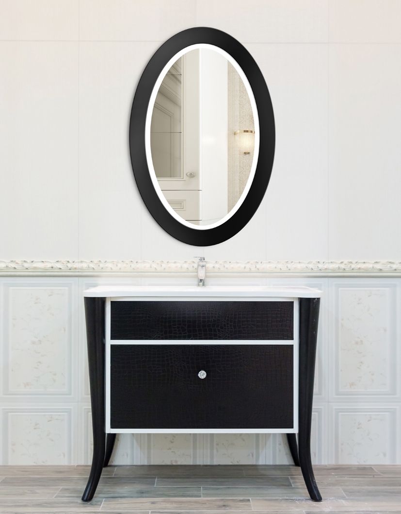 Mirror Oval Bold Led Black : Mirror For You With Matte Black Octagon Led Wall Mirrors (View 4 of 15)
