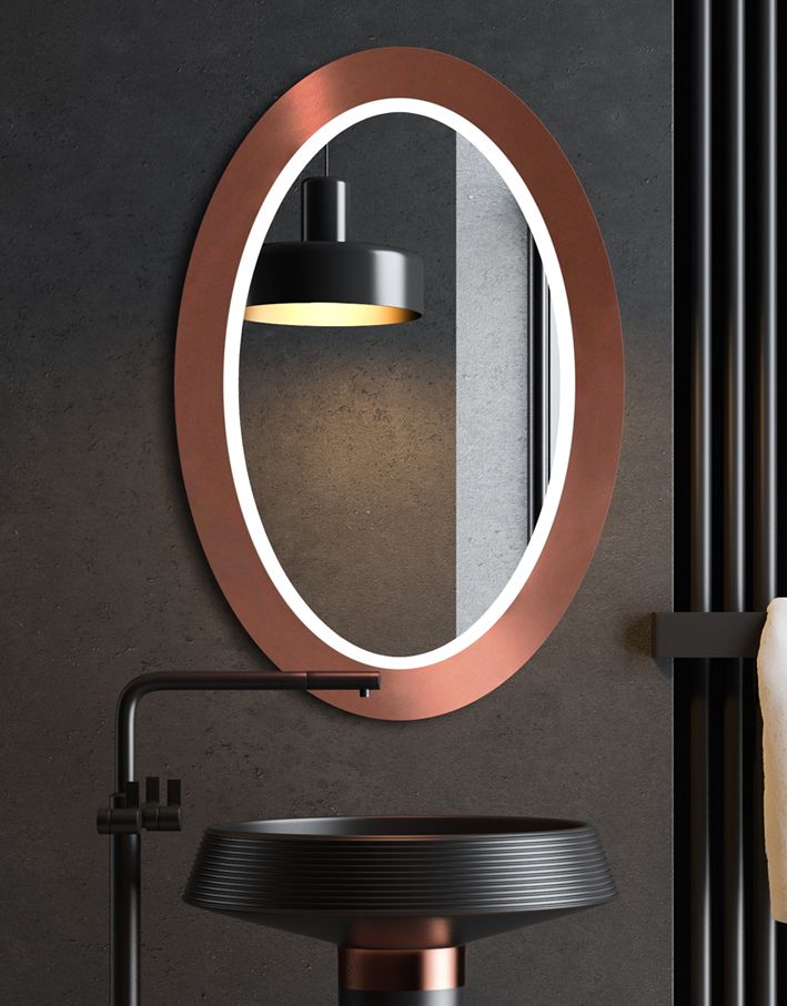 Mirror Oval Bold Led Copper : Mirror For You For Back Lit Oval Led Wall Mirrors (View 2 of 15)