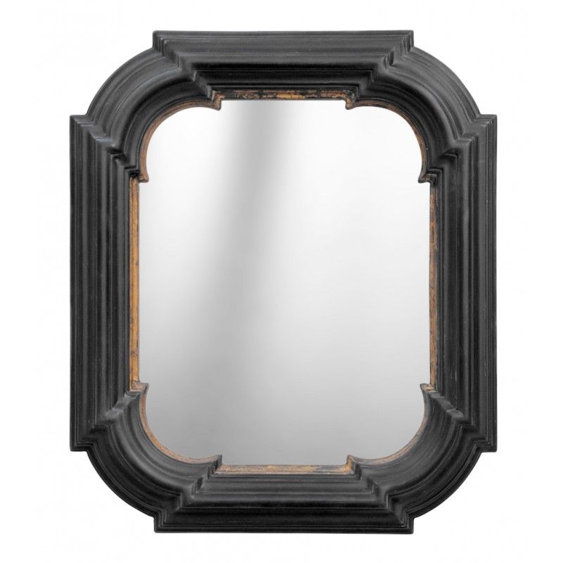 Mirror With Rounded, Rectangular Black With Gold Intended For Gold Black Rounded Edge Wall Mirrors (View 5 of 15)