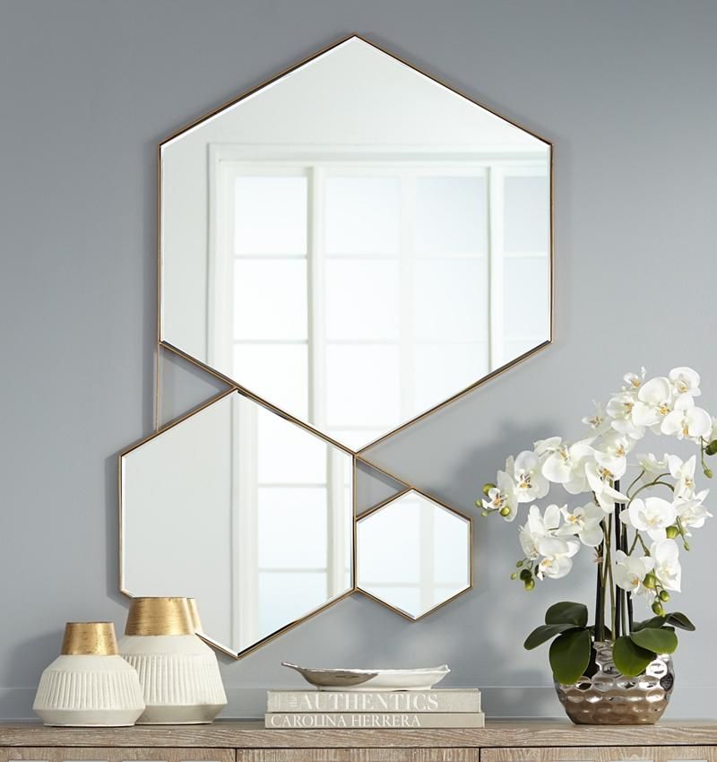 Mirrors | Possini Euro Milani 29" X 42" Gold Geometric Wall Mirror Within Geometric Wall Mirrors (View 11 of 15)