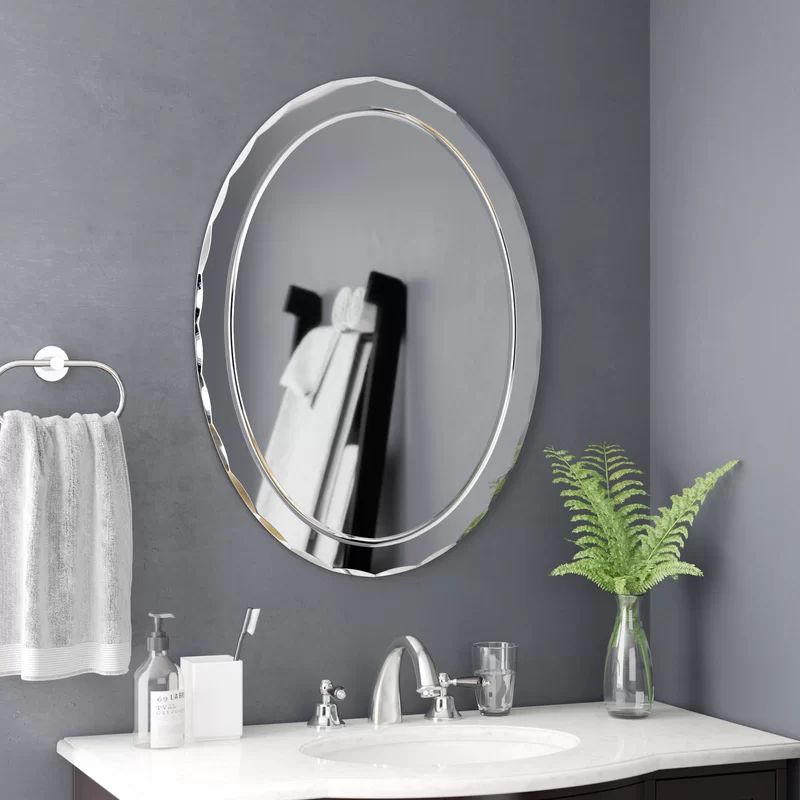 Modern & Contemporary Beveled Frameless Wall Mirror In 2020 | Bathroom Intended For Logan Frameless Wall Mirrors (View 10 of 15)