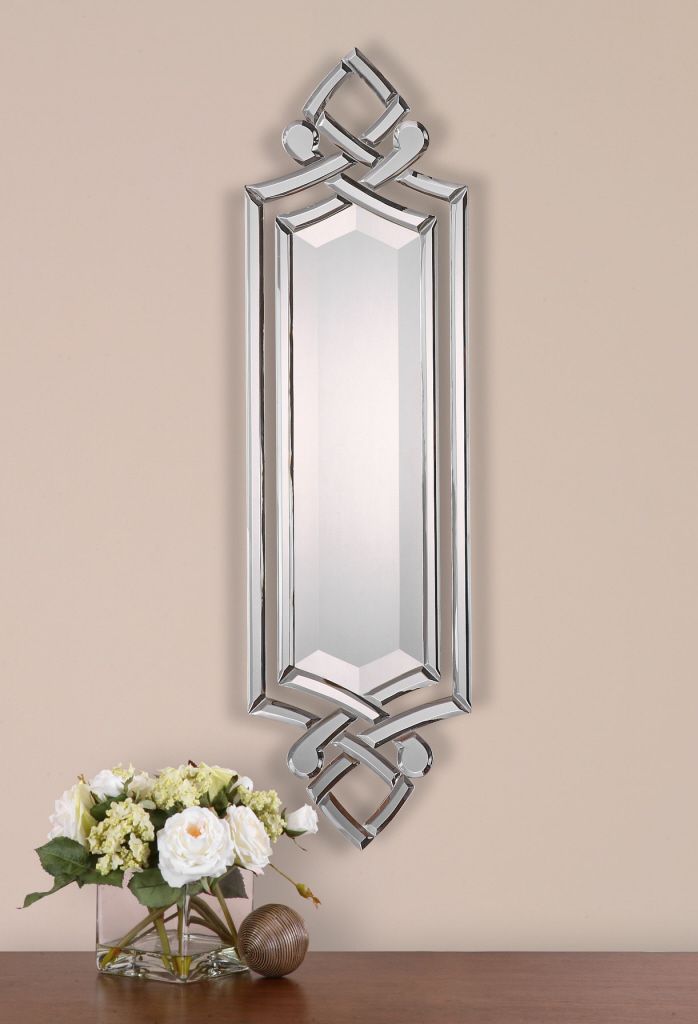 Modern Frameless Scrolled Venetian Beveled Wall Mirror Large 36 In Modern Oversized Wall Mirrors (View 4 of 15)