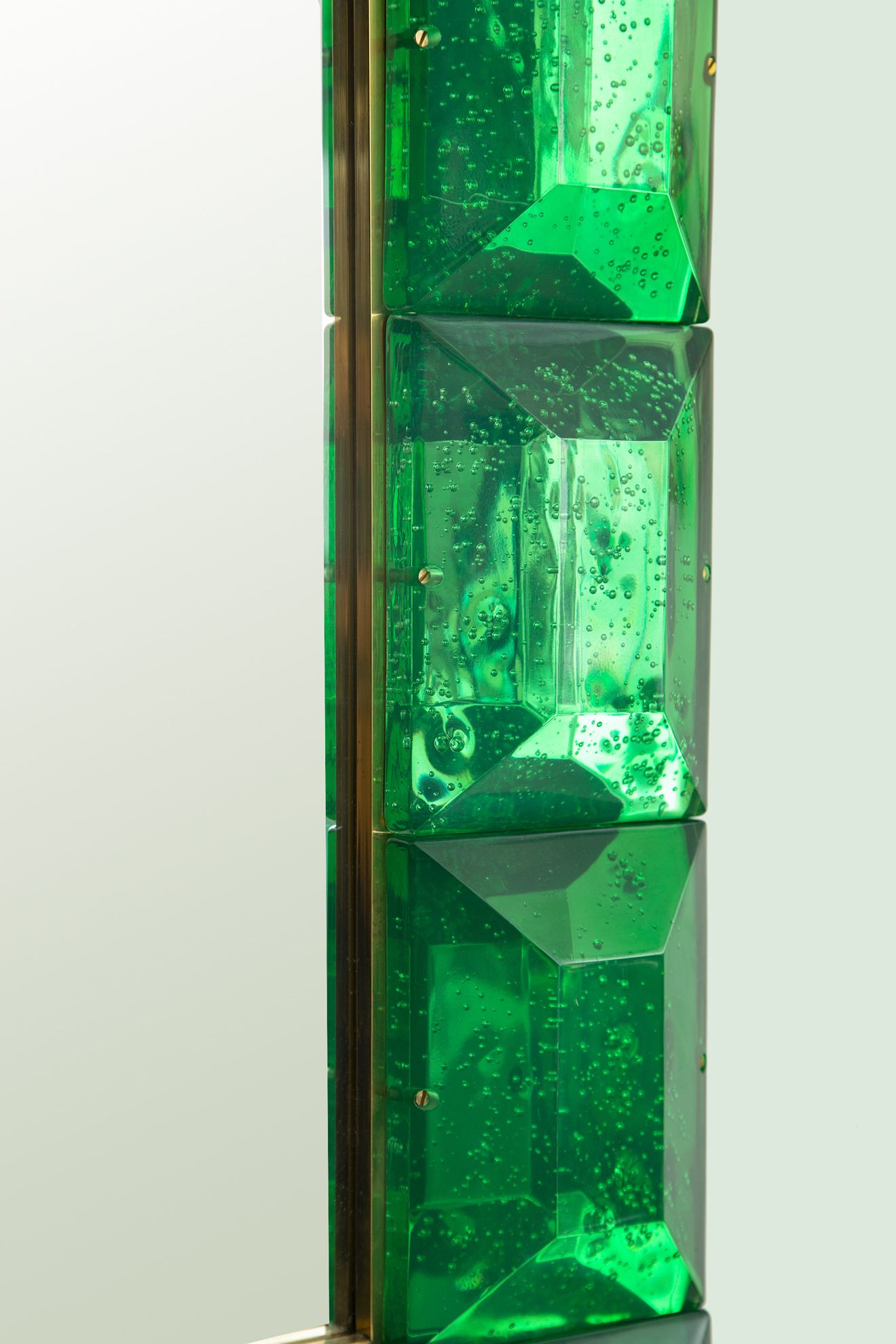 Modern Italian Emerald Green Faceted Glass Mirror Within Emerald Cut Wall Mirrors (View 6 of 15)