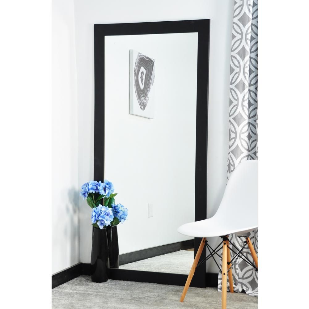 Modern Matte Black Tall Framed Mirror Bm002t 1 – The Home Depot Regarding Matte Black Led Wall Mirrors (View 7 of 15)