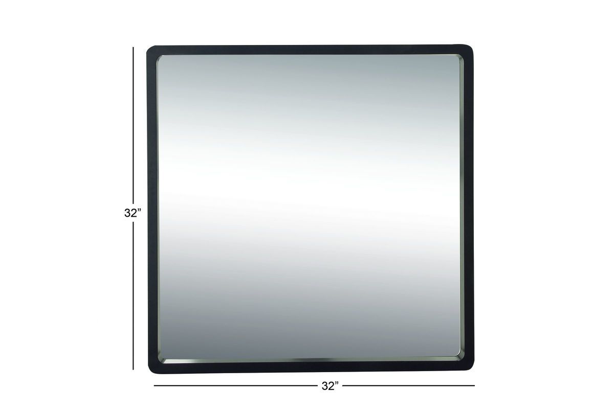 Modern Reflections 32" Rounded Square Wall Mirror In Matte Blackuma Inside Matte Black Arch Top Mirrors (View 5 of 15)