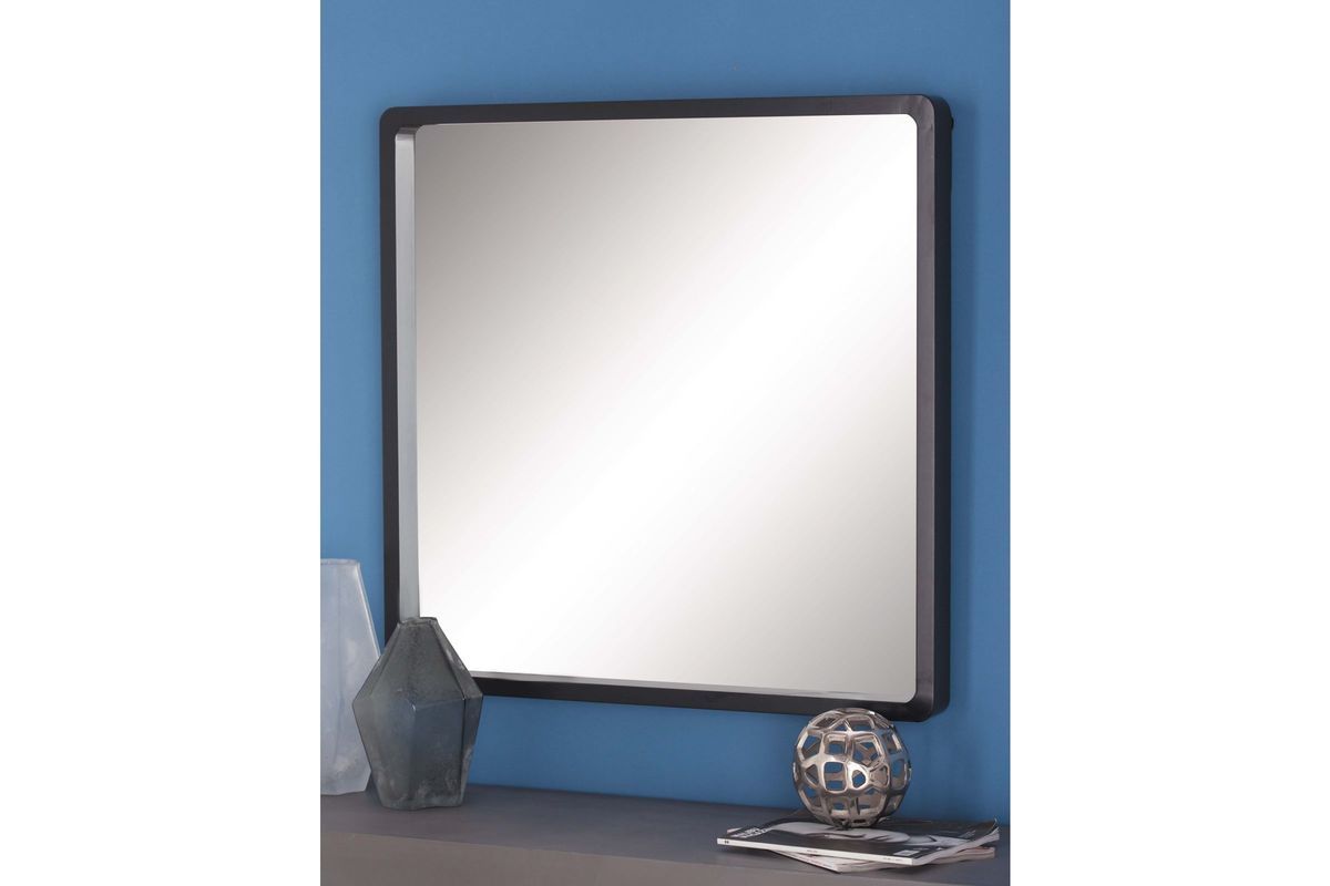 Modern Reflections 32" Rounded Square Wall Mirror In Matte Blackuma Intended For Black Square Wall Mirrors (View 15 of 15)