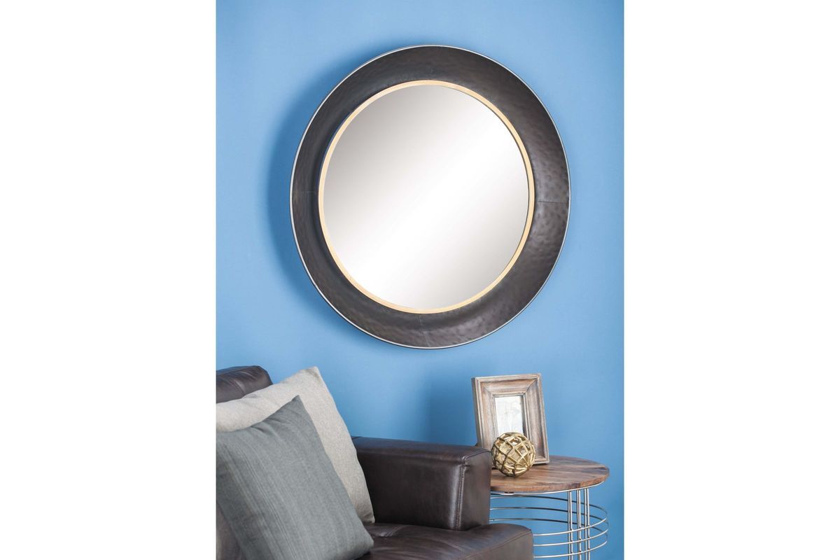Modern Reflections Round Metal Wall Mirror In Matte Blackuma For Black Openwork Round Metal Wall Mirrors (View 10 of 15)