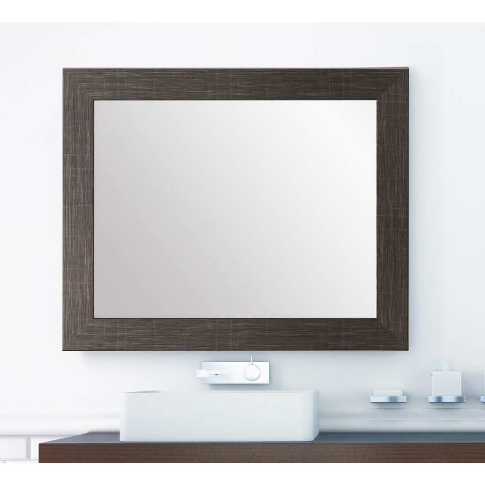 Modern Scratched Black Framed Mirror Bm005s – The Home Depot Pertaining To Matte Black Led Wall Mirrors (View 4 of 15)