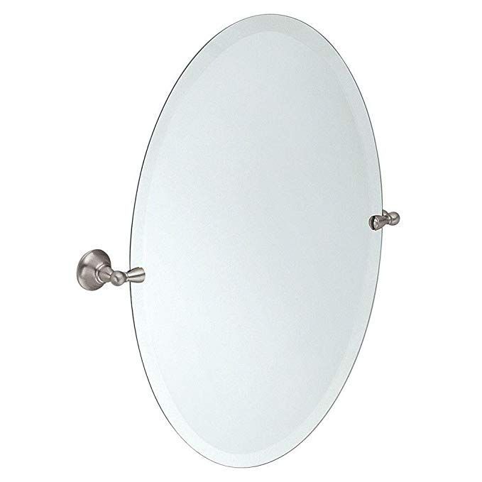Moen Dn6892bn Sage Bathroom Oval Tilting Mirror, Brushed Nickel Review For Ceiling Hung Polished Nickel Oval Mirrors (View 14 of 15)