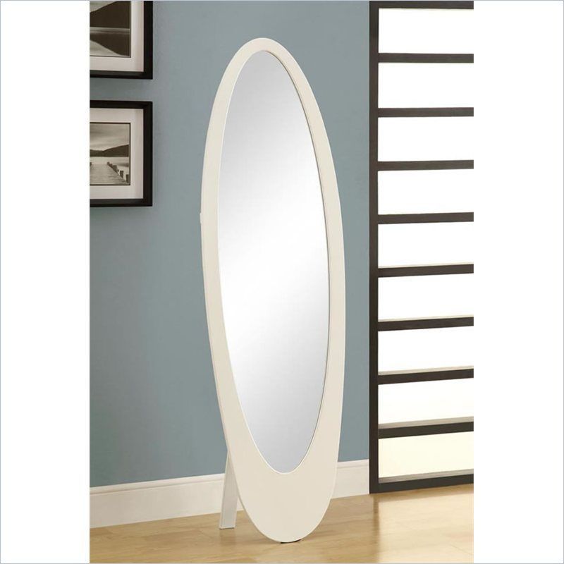 Monarch Contemporary Oval Cheval Mirror In White – I 3361 | Cheval For Gingerich Resin Modern &amp; Contemporary Accent Mirrors (View 7 of 15)