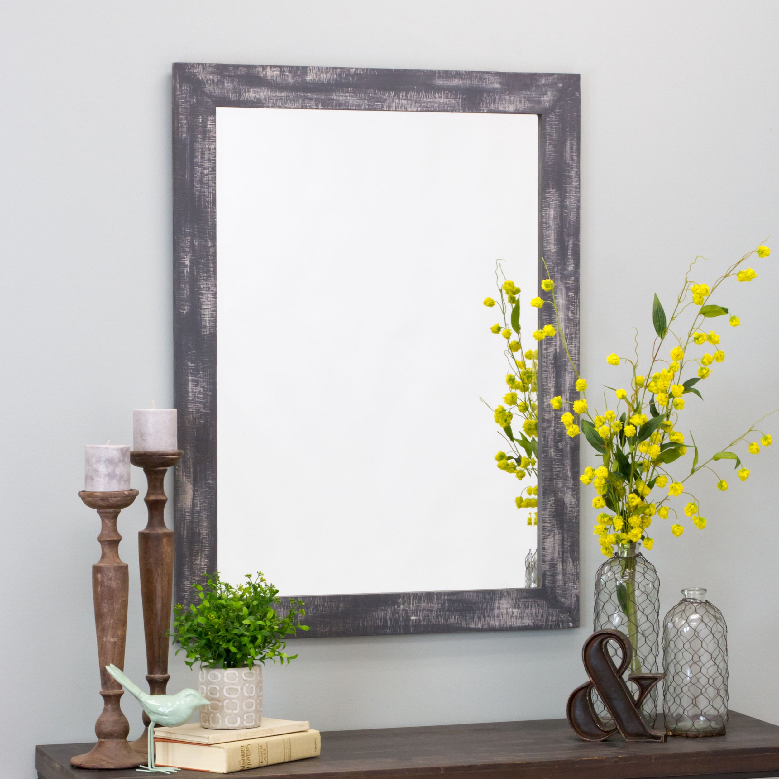 Morris Rustic Wood Large Wall Mirror – Gray 40" X 30"aspire With Gray Wall Mirrors (View 6 of 15)