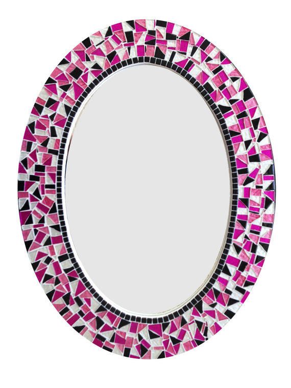 Mosaic Mirror / Oval Wall Mirror / Pink From Green Street Mosaics Throughout Mosaic Oval Wall Mirrors (View 14 of 15)