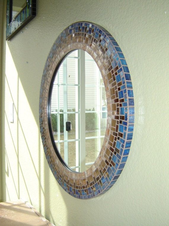 Mosaic Wall Mirror Blue & Brown Pertaining To Tropical Blue Wall Mirrors (View 13 of 15)