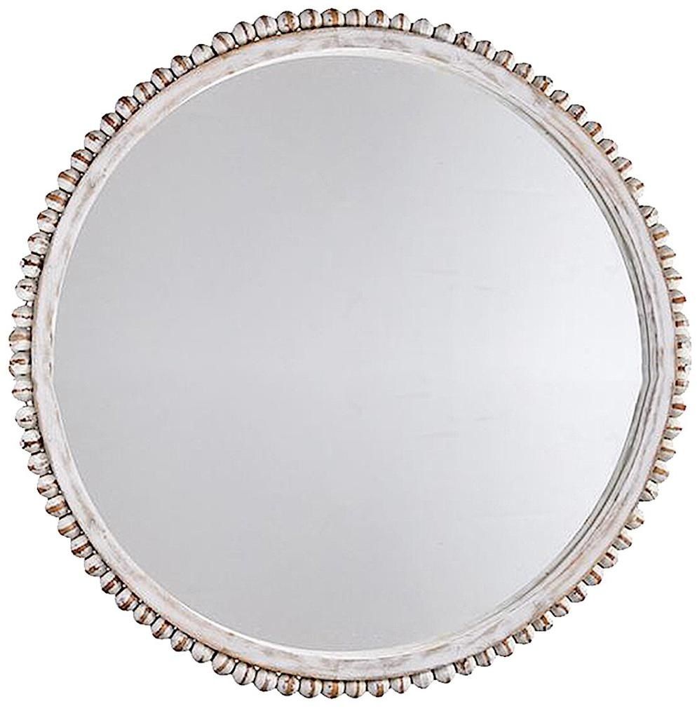 Mud Pie Round White Washed Beaded Mirror 10 Inch – Digs N Gifts With Regard To Round Beaded Trim Wall Mirrors (View 3 of 15)