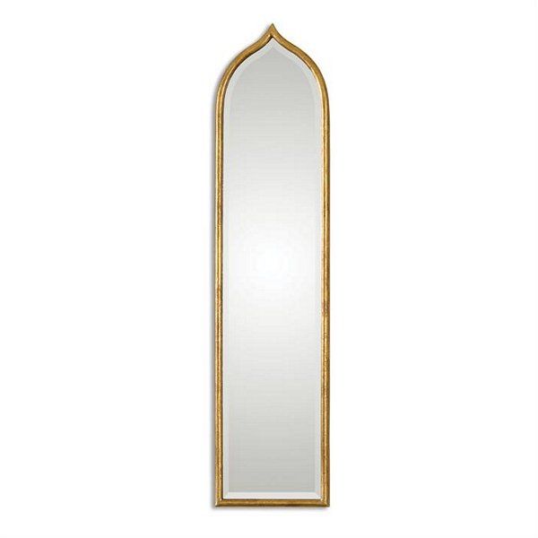 Narrow Arch Gold Leaf Beveled Wall Mirror Large 50" | Ebay Regarding Arch Oversized Wall Mirrors (View 5 of 15)