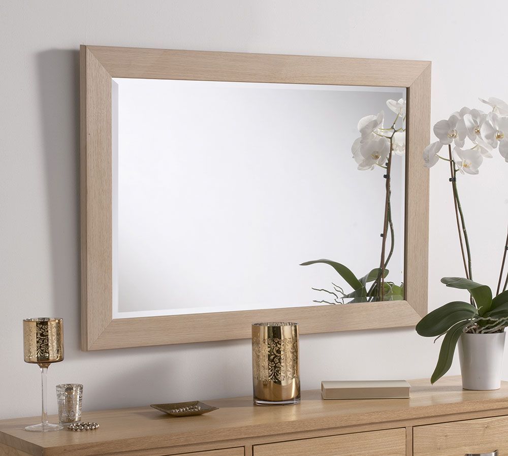 Natural Oak 46" X 36" Mirror | Mirrors | Hills Furniture Store Within Natural Oak Veneer Wall Mirrors (View 1 of 15)