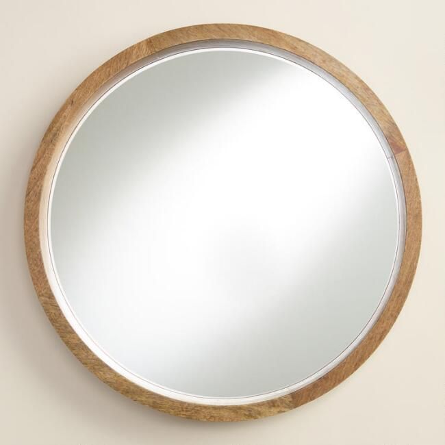 Natural Wood Round Evan Mirror | Affordable Mirror, Affordable Intended For Natural Wood Grain Vanity Mirrors (View 14 of 15)
