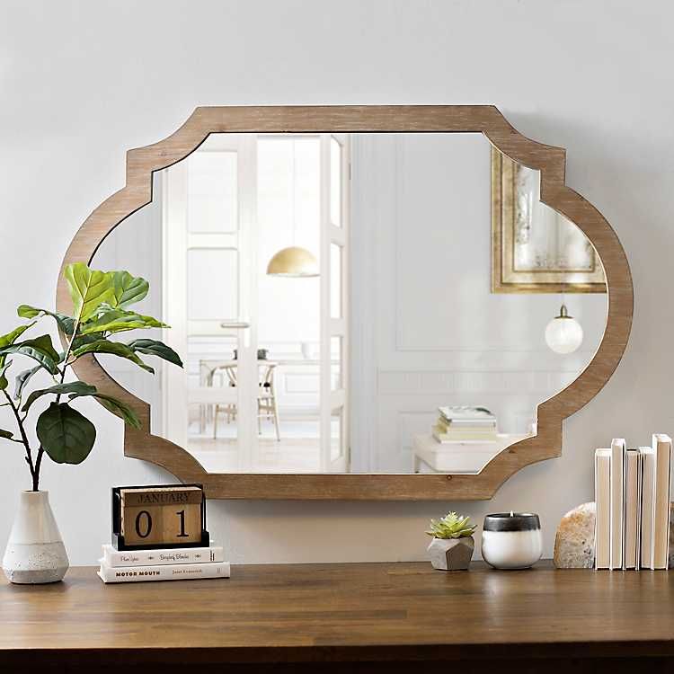 Natural Wood Scalloped Mirror | Kirklands | Scalloped Mirror, Wood Wall Within Polygonal Scalloped Frameless Wall Mirrors (View 5 of 15)