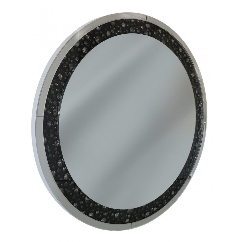 Neb001 Nebraska Black Mirror Gem Round Wall Mirror Intended For Black Round Wall Mirrors (View 11 of 15)