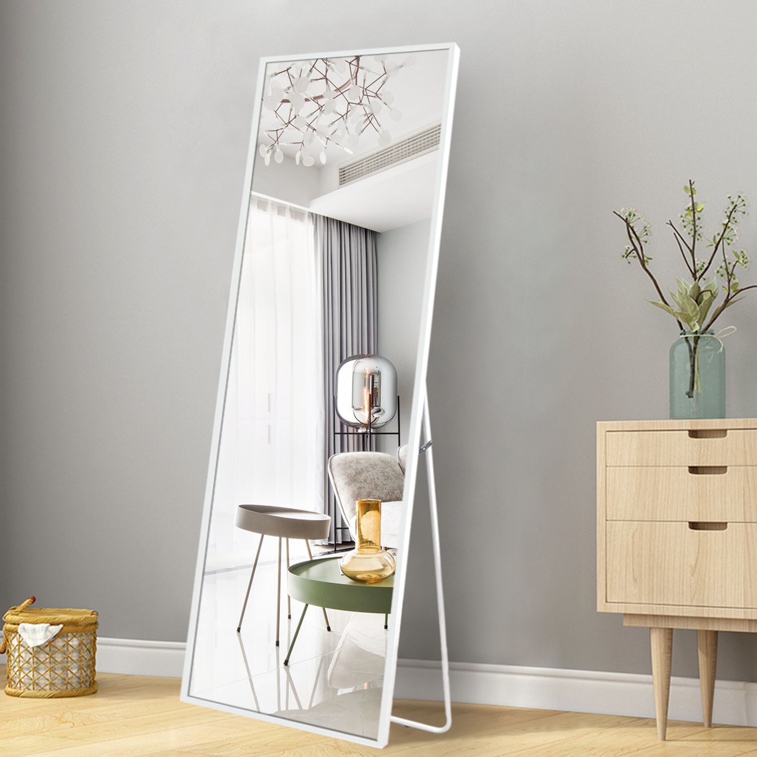 Neutype 65" X 22" White Full Length Mirror With Standing Holder Floor Throughout Full Length Wall Mirrors (View 5 of 15)