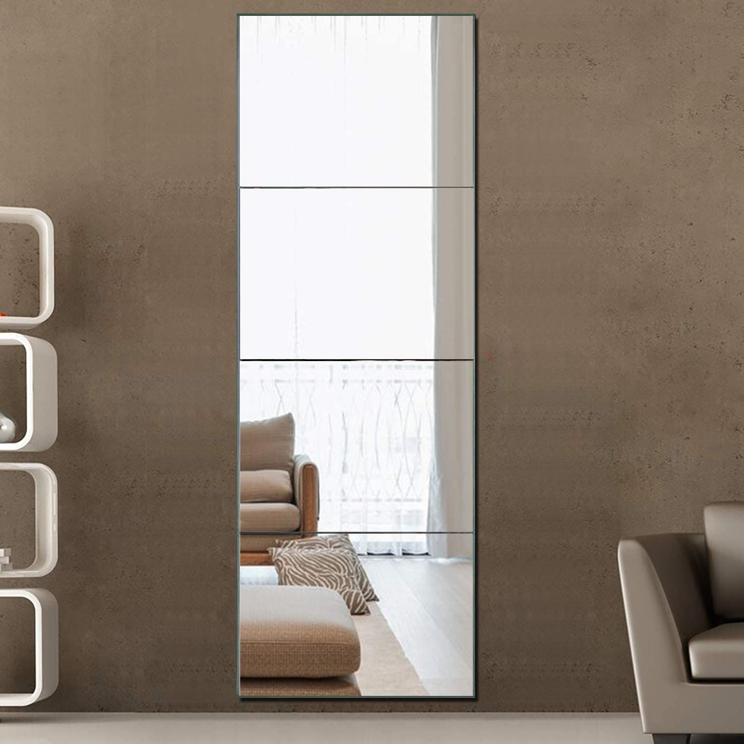 Neutype Frameless Full Length Mirror, Wall Mirror Tiles Set Of 4, Large Inside Full Length Wall Mirrors (View 11 of 15)