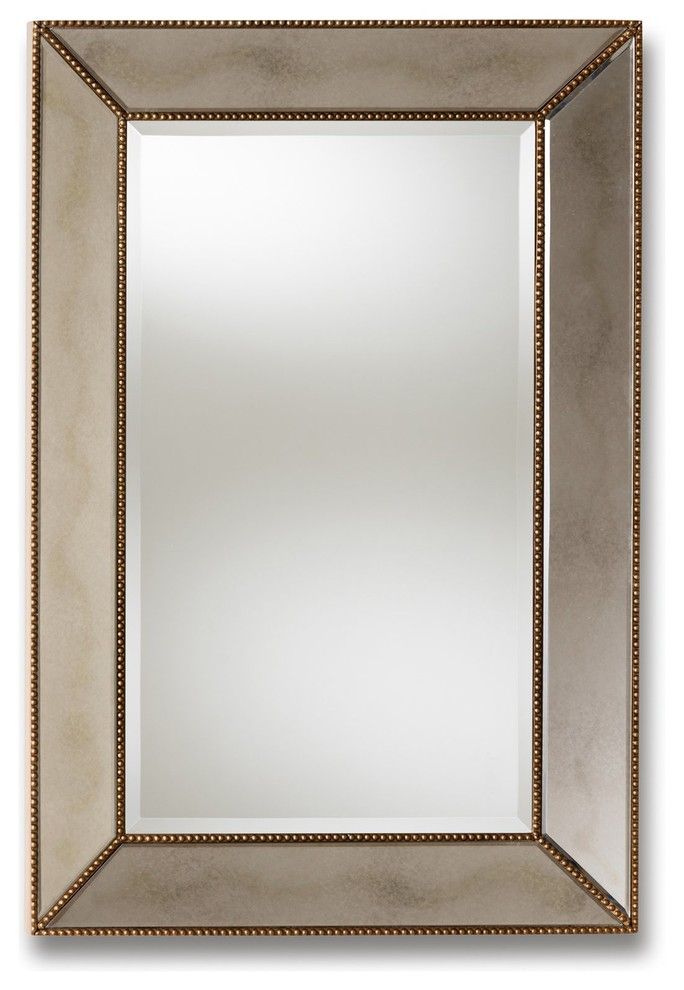 Neva Antique Gold Rectangular Accent Wall Mirror – Transitional – Wall Throughout Rectangle Accent Mirrors (View 2 of 15)