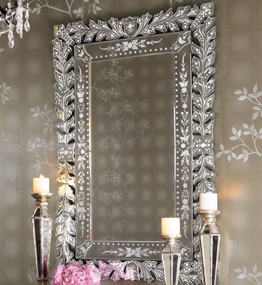 New Horchow Neiman Marcus Marta Venetian Glass Wall Mirror French In Printed Art Glass Wall Mirrors (View 3 of 15)