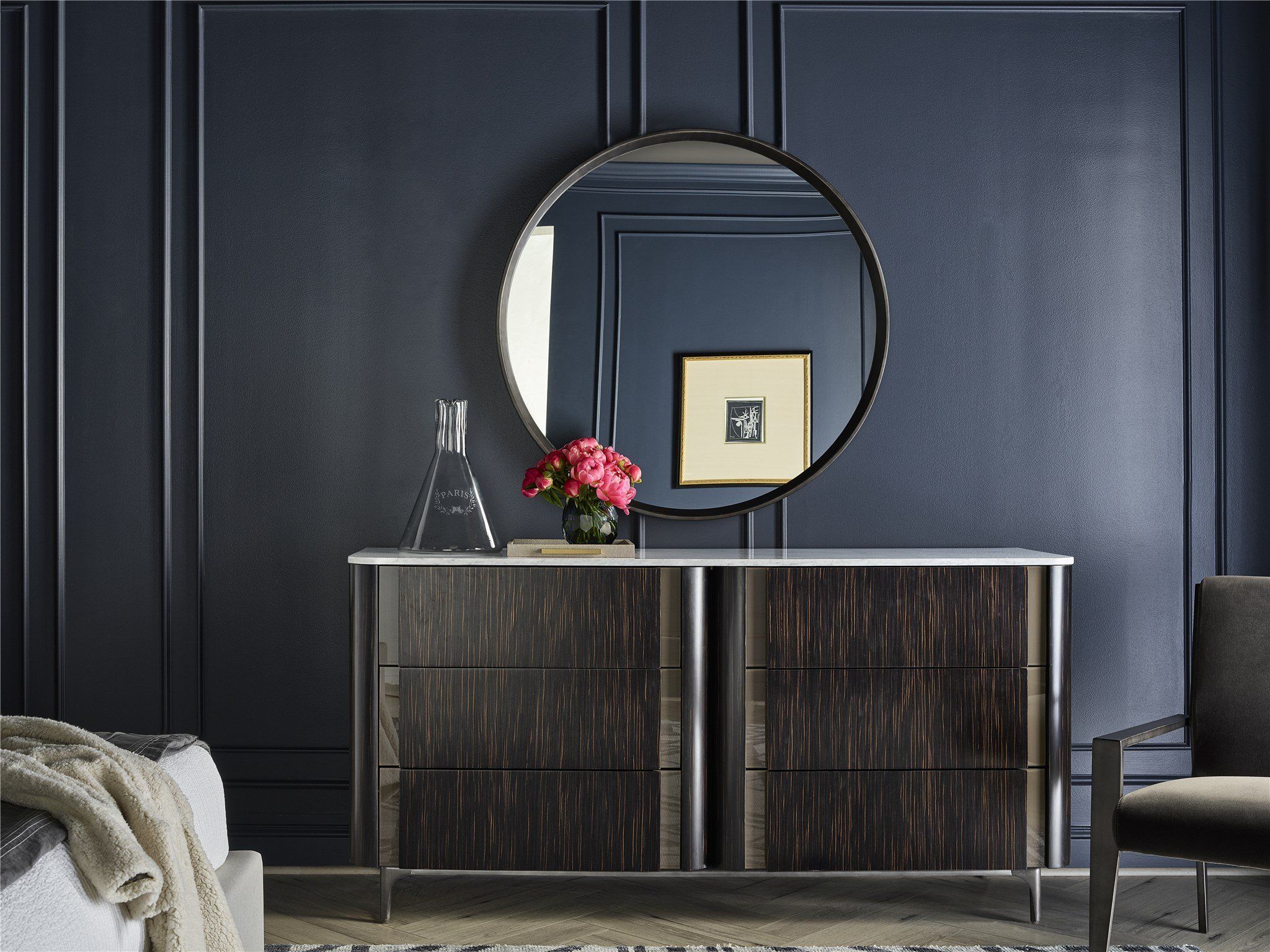 Nina Magon Drawer Dresser | Universal Furniture Pertaining To Round Staggered Nail Head Mirrors (View 14 of 15)