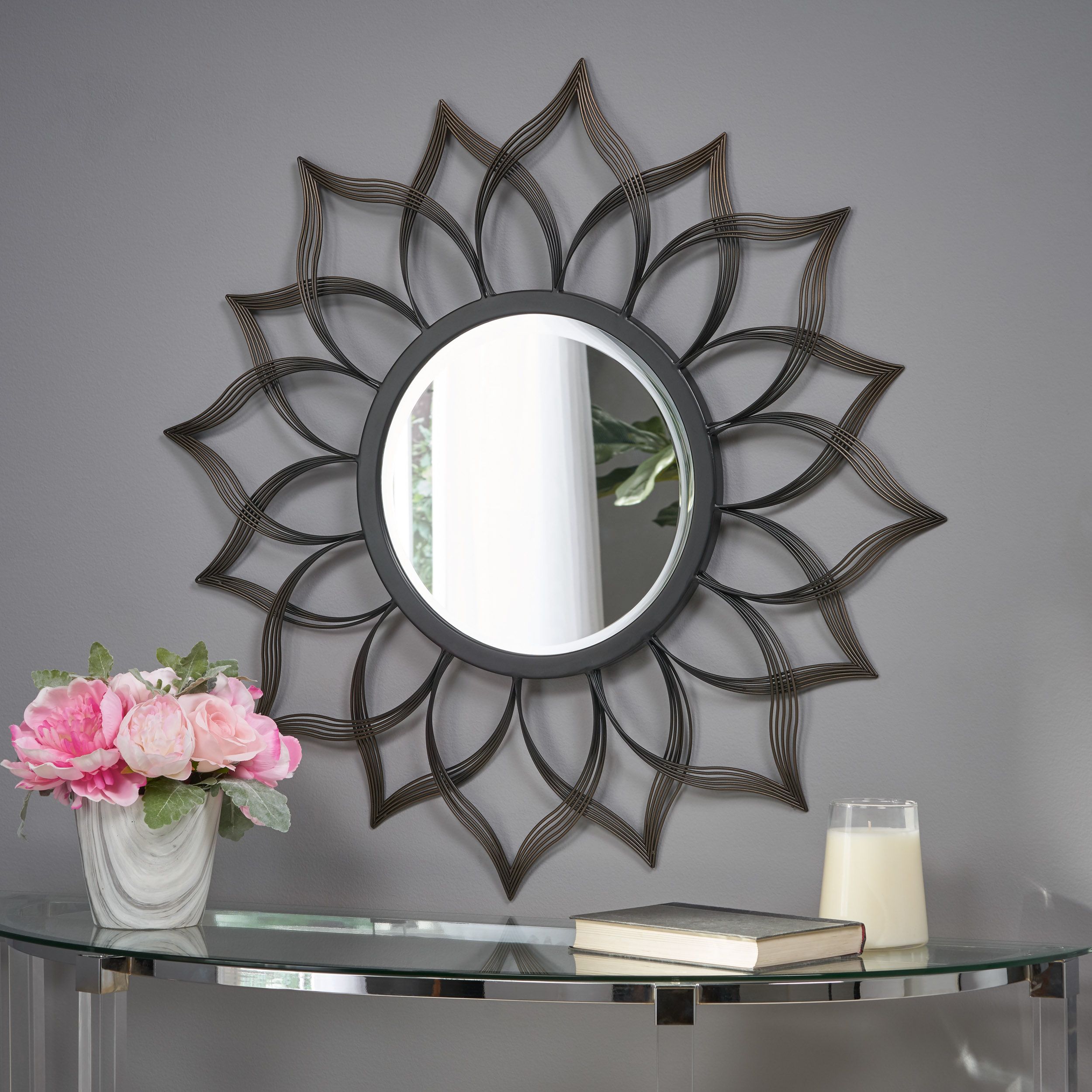 Noble House Angie Floral Metal Modern Contemporary Wall Mirror Decor With Regard To Levan Modern & Contemporary Accent Mirrors (View 1 of 15)