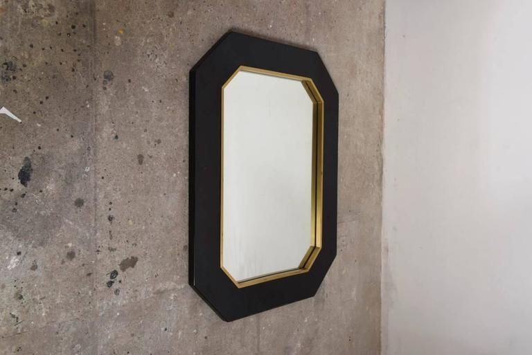 Octagonal Brass And Black Lacquer Mirror At 1stdibs Pertaining To Matte Black Octagonal Wall Mirrors (View 2 of 15)