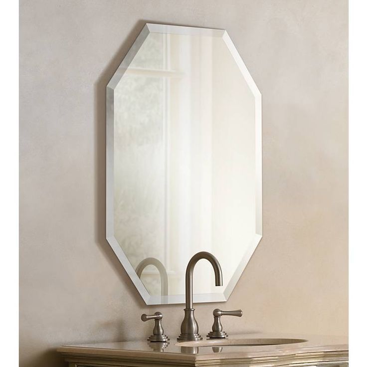 Octagonal Frameless 24" X 36" Beveled Wall Mirror – #p1437 | Lamps Plus Throughout Crown Frameless Beveled Wall Mirrors (View 10 of 15)