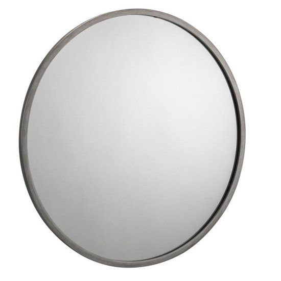 Octave Round Wall Mirror With Pewter Frame | Sale For Free Floating Printed Glass Round Wall Mirrors (View 14 of 15)