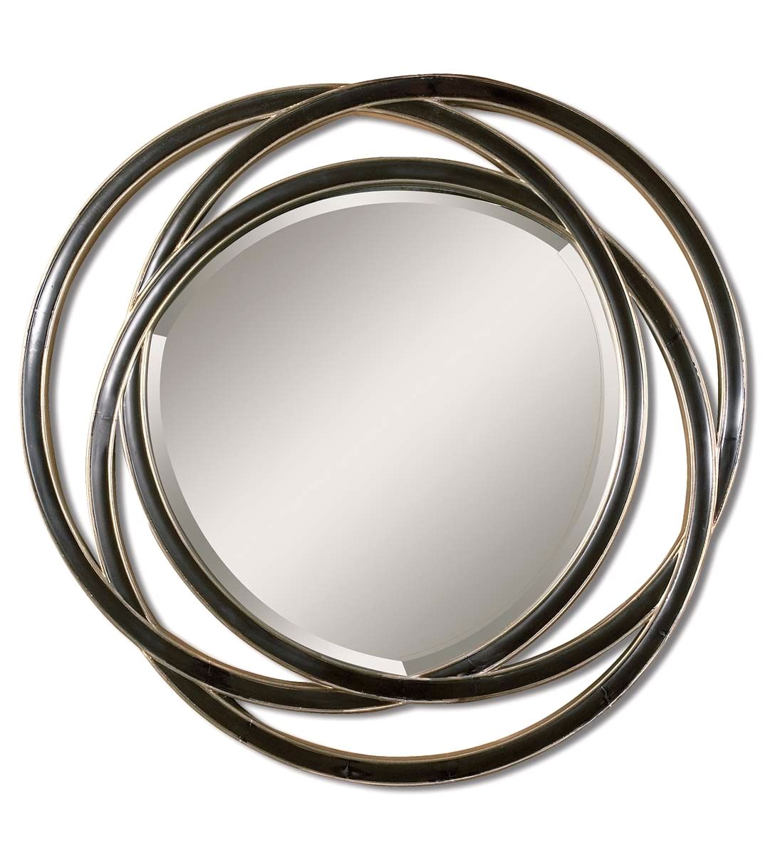 Odalis Modern Matte Black Round Mirror With Overlapping Circle Frame Intended For Matte Black Led Wall Mirrors (View 10 of 15)
