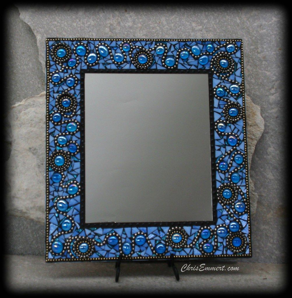 "ooh La La" Mosaic Mirror In Blue | Stained Glass, Iridescen… | Flickr Regarding Subtle Blues Art Glass Wall Mirrors (View 9 of 15)