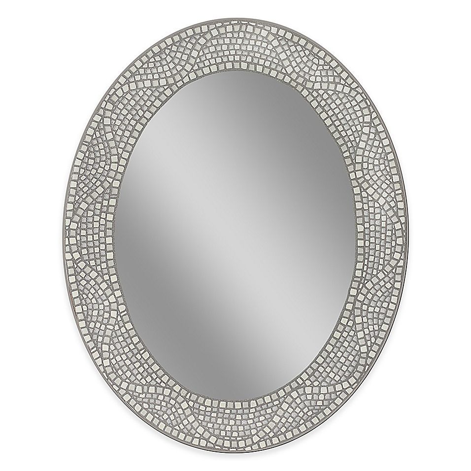 Opal Mosaic 23" X 29" Large Frameless Wall Mirror Silver | Round Wall Regarding Free Floating Printed Glass Round Wall Mirrors (View 1 of 15)